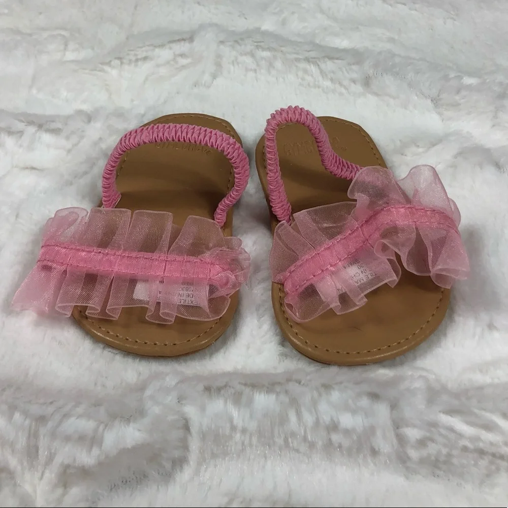 Gymboree Pink Tulle Flip Flops size 2 - Picture 4 of 11